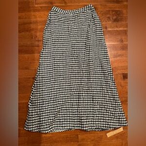 NEw Reformation linen midi Black and White Checkered A-Line Skirt